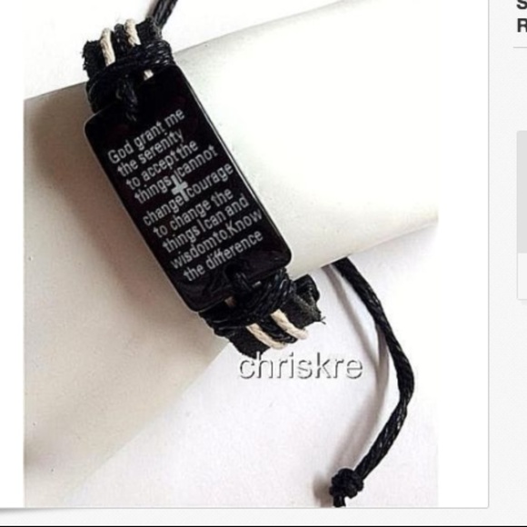 Serenity Prayer Bracelet Shamballa Black Leather - Picture 3 of 6